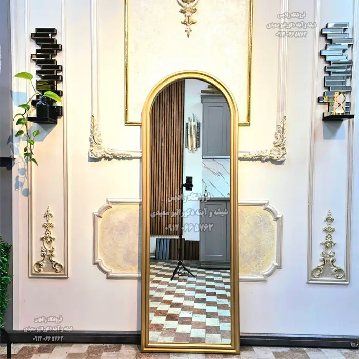 آینه قدی گنبدی قاب دار دوخط فریم چوبی