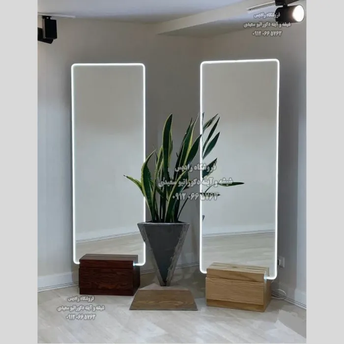 آینه قدی مستطیل نئونی کنسول دار - بک لایت - رینگ لایت نئونی