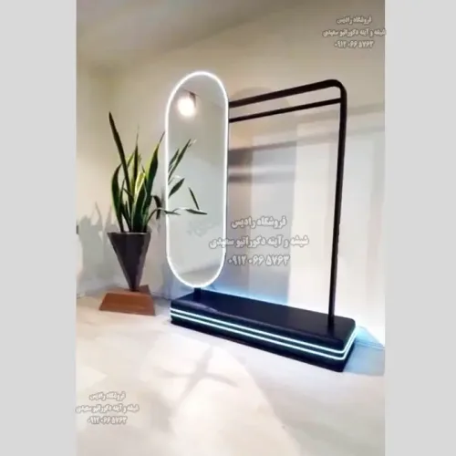 آینه قدی کپسولی نئونی جا رختی رینگ لایت نور از جلو