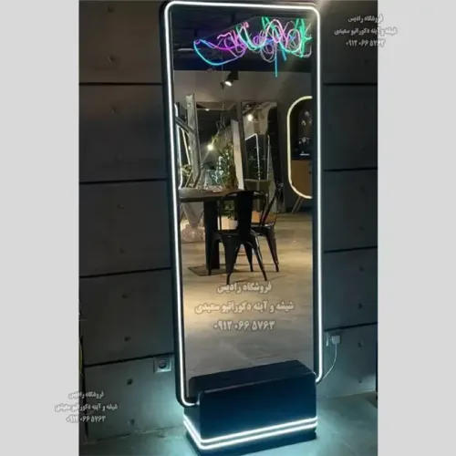 قالب آینه رینگ لایت نئونی مستطیلی دارای کنسول نئونی