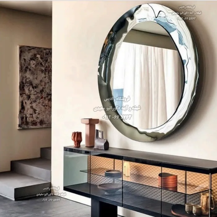آینه قدی دست ساز طرح ماه دفرمه برجسته 1