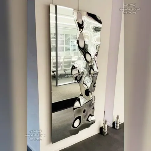 آینه قدی دست ساز مدل نیمه کریستال - فریم برجسته سه بعدی آینه مواج 1