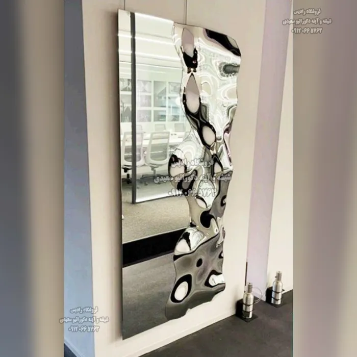 آینه قدی دست ساز مدل نیمه کریستال - فریم برجسته سه بعدی آینه مواج 1